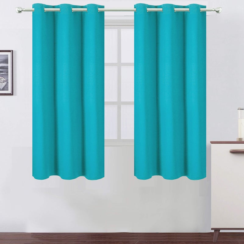 LEMOMO Turquoise/Teal Blackout Curtains/38 x 54 Inch/Set of Two Panels Grommet Living Room Curtains - Image 1